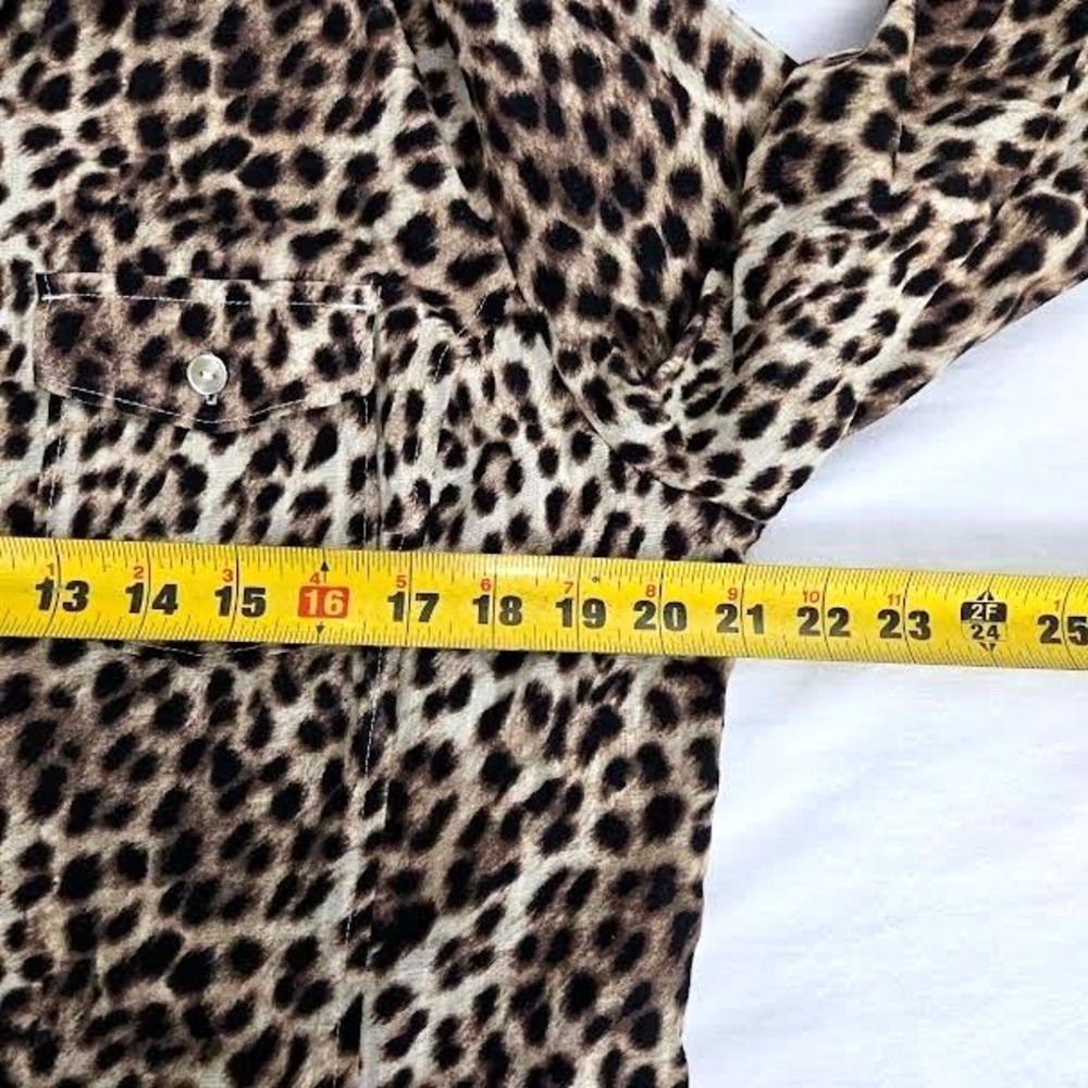 Sami & Jo Animal‎ Print Leopard Shirt Jacket Women XL Roll Tab Sleeve - Picture 6 of 7